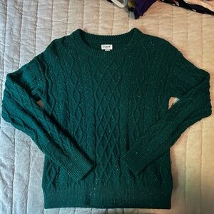 J. Crew Green Crew Neck Sweater with Textured Knit